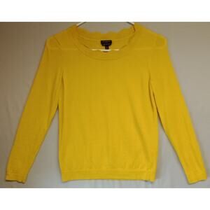 Talbots Petites Sweater Small Mustard 100% Merino Wool Long Sleeve Pullover